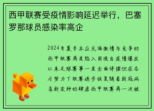 西甲联赛受疫情影响延迟举行，巴塞罗那球员感染率高企